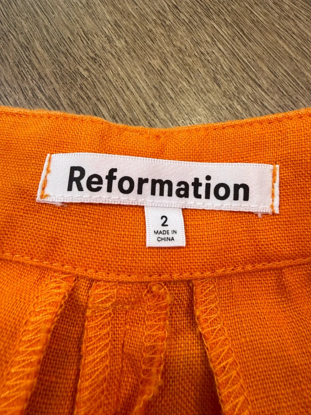 Reformation Vesta Wide Leg 100% Linen Citrus Orange Size 2